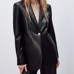 Zara leather blazer with gold today only sale!